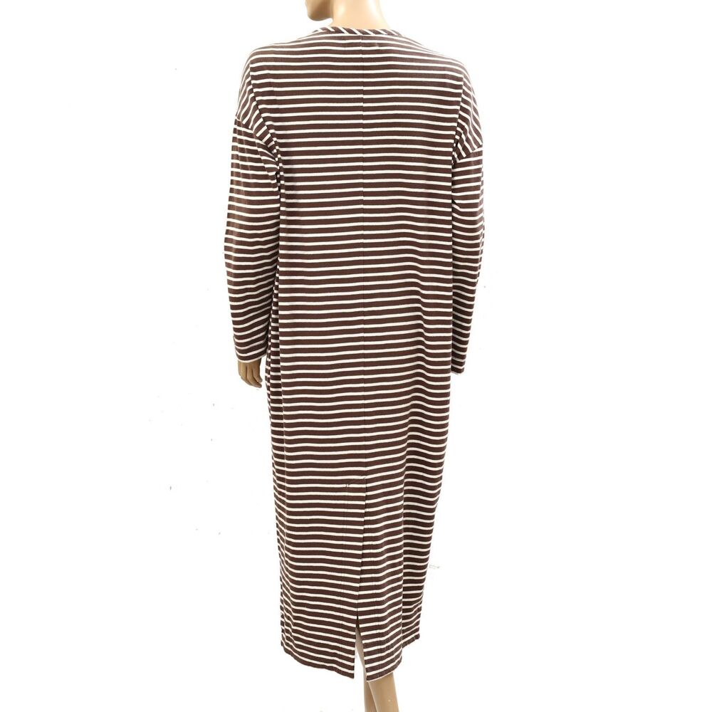 Free People Free Est Tivoli Maxi Dress Stripe Printed Long Sleeve Brown S 287330 - Picture 3 of 5